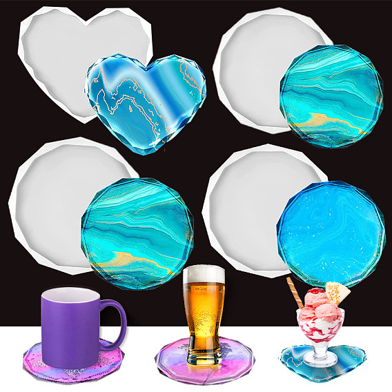Silicone Cup Mat Molds, Coaster Molds, Resin Casting Molds, for UV Resin, Epoxy Resin Craft Making