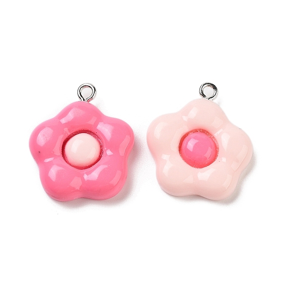 Цветочные подвески из непрозрачной смолы, цветочные подвески с железными петлями платинового тона