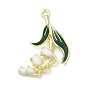 Rack Plating Alloy Enamel Chandelier Component Links, Lily of the Valley
