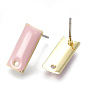 Alloy Stud Earring Findings, with Loop, Enamel and Steel Pins, Rectangle, Light Gold
