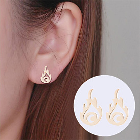 Flame Stainless Steel Earrings - Fashionable, Minimalist, Unique Fire-shaped Jewelry.