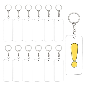 Benecreat diy fermoirs porte-clés acrylique transparent faisant des kits, y compris les grands pendentifs blancs rectangulaires,  Porte-clés en étoile fer 
