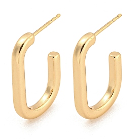 Alloy Hoop Earring, with Steel Pin, Rectangle