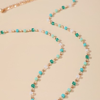 Green Beaded Candy Round Bead Necklace - Simple and Versatile European and American Jewelry.