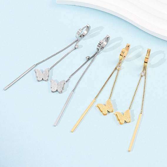 Серьги из 304 нержавеющей стали, бабочка с палочкой, ионное покрытие (ip)