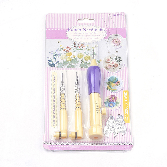 Plastic with Iron DIY Embroidery Magic Pen Set, Clothing Punch Needle Sewing Accessories