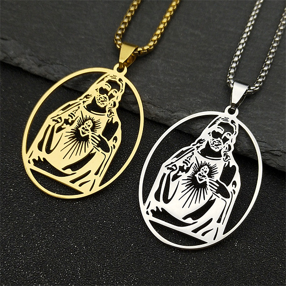 201 ожерелья из нержавеющей стали с овальными полыми подвесками