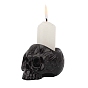 Halloween Skull Resin Candlestick Holder with Metal Tray, Pillar Candle Centerpiece, Perfect Home Party Decoration