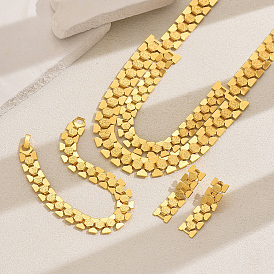 Наборы из двухслойных браслетов, серег и ожерелий из железа с геометрическим узором для женского вечернего приема