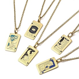 304 Stainless Steel Tarot Pendant Necklaces