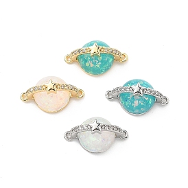 Подвески-коннекторы с микропаве из латуни и прозрачным кубическим цирконием, без кадмия, без никеля и без свинца, с синтетическим опалом