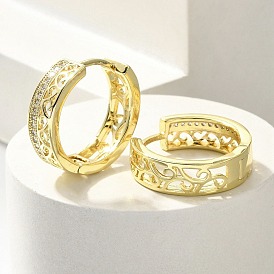 Серьги-кольца из латуни с прозрачным кубическим цирконием