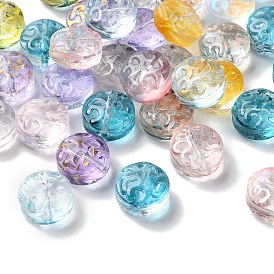 Transparent Glass Beads, Flat Round