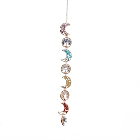 Fil de cuivre enroulé autour des chakras, perles de pierres précieuses naturelles et synthétiques, lune, arbre de vie, attrape-soleil, décoration murale pour la chambre à coucher