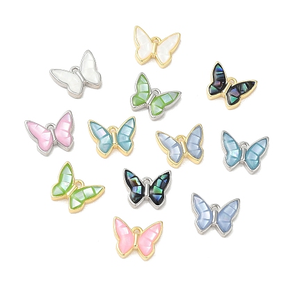 Подвески-бабочки из латуни и ракушек с эпоксидной смолой, долговечный, без кадмия и без свинца