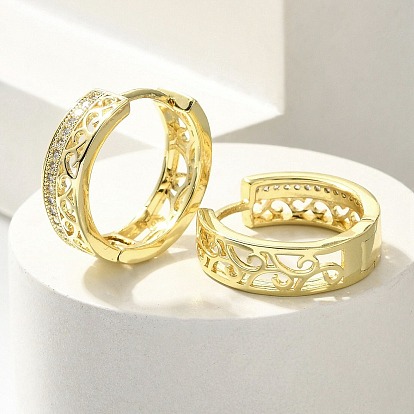 Серьги-кольца из латуни с прозрачным кубическим цирконием