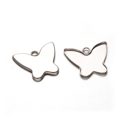 Бабочки настройки подвески кабошон 201 из нержавеющей стали, лоток : 21x9 мм, 19x22x1.2 мм, отверстие : 2.5 мм