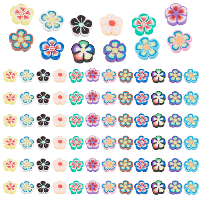 600Pcs 12 Colors Handmade Polymer Clay Cabochons, Polymer Clay Slices for Resin Crafts & DIY Projects Flower, plum blossom