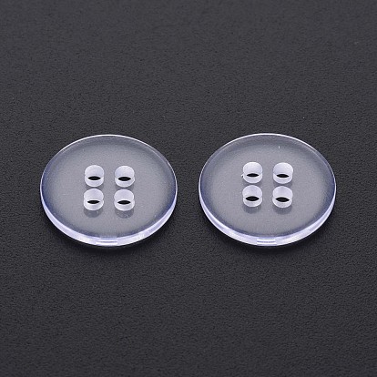 4-Hole Resin Buttons, Flat Round