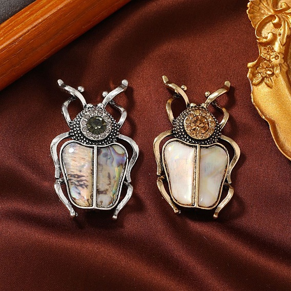 Насекомые акриловая имитация ракушки со стразами брошь-булавка, значок из сплава для рюкзака