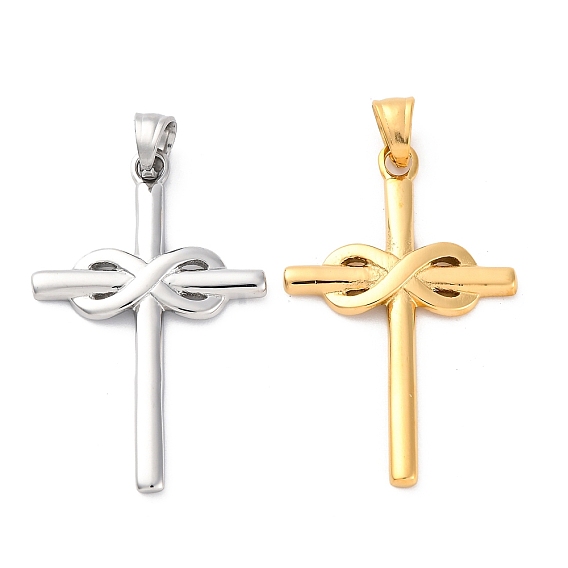 304 подвески из нержавеющей стали, крест с бесконечностью чары, ионное покрытие (ip)
