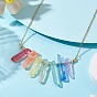 Dyed Colorful Natural Quartz Crystal Bullet Pendant Necklaces, with 304 Stainless Steel Cable Chains