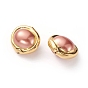 Shell Pearl Beads, with Golden Plated Brass Findings, Oval