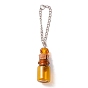 Empty Perfume Bottle Pendants, with Cork Stopper & Brass Chain, Platinum Iron Findings