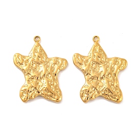 Ion Plating(IP) 304 Stainless Steel Pendants, Textured, Star Charms