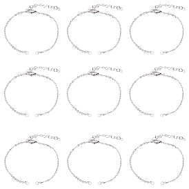 20шт 304 изготовление браслета из нержавеющей стали, с застежками в виде когтей лобстера и удлинительной цепочкой в форме сердца, подходит для соединительных подвесок