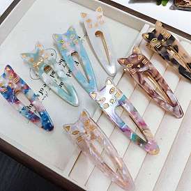 Cat Shape Cellulose Acetate(Resin) Alligator Hair Clips, Hair Accessories for Girls Women
