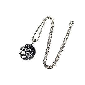 Retro Stainless Steel Box Chain Tree of Life Pendant Necklaces for Men