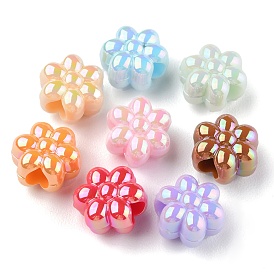 UV Plating Opaque Acrylic Beads, Iridescent, Flower