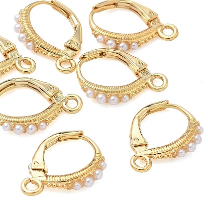 Apprêts de boucles d'oreilles à levier en laiton Shegrace avec perles d'imitation, avec boucle, sans cadmium et sans nickel et sans plomb