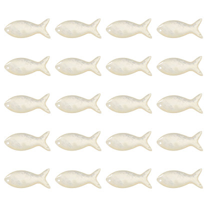 20Pcs Natural Shell Pendants, Fish Shape Charms