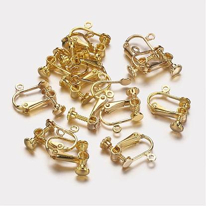 Brass Clip-on Earring Findings, with Loop