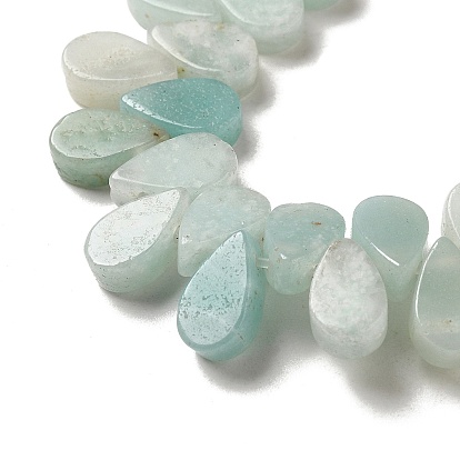 Natural Flower Amazonite Beads Strands, Teardrop, Top Drilled