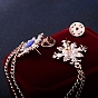 Cross with Chain Tassel Dangle Brooch Pin, Alloy Rhinestone Badge for Jackets Hats Bags