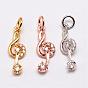 Brass Pendants, Micro Pave Grade AAA Cubic Zirconia, Musical Note, Cadmium Free & Nickel Free & Lead Free