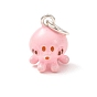 Brass Enamel Pendants, Octopus Charms, Platinum