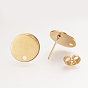 304 Stainless Steel Stud Earring Findings, with Flat Plate, Ear Nuts/Earring Backs, Flat Round