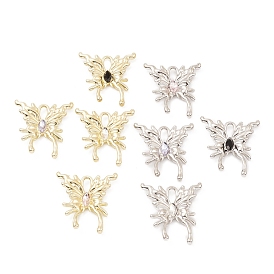Alloy Pendant, with Glass, Butterfly Charm, Long-Lasting Plated, Lead Free & Cadmium Free