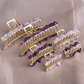 Alloy Claw Hair Clips, with Gemstone, Hair Accessories for Women Girls