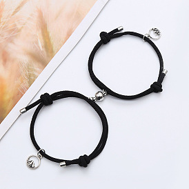 Magnetic Attraction Couple Bracelet Handmade Braided Rope Jewelry
