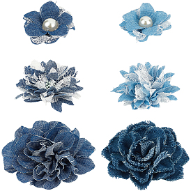 6Pcs 6 Styles Cloth Ornament Accessories, Flower