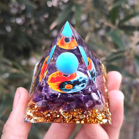 Orgonite Pyramid Resin Energy Generators, for Home Office Desk Decoration