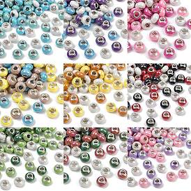 Непрозрачная смола европейский бисер, бусины с большим отверстием, рондель с латунными сердечниками, покрытыми серебром