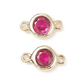 Шармы-соединители из латуни с паве из кубического циркония, реальный 18 k позолоченный, долговечный, плоско-круглые