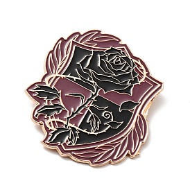 Rose Flower Enamel Pin, Academy Theme Alloy Badge for Backpack Clothes, Rose Gold