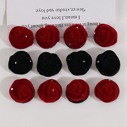 Velvet Handmade 3D Rose Flower, DIY Ornament Accessories for Shoes Hats Clothes